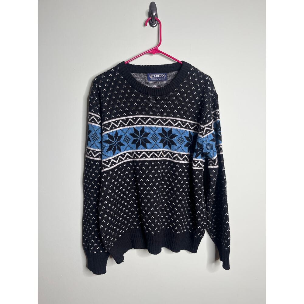 Puritan Vintage Wool Blend Fair Isle sweater Made in Brazil Large